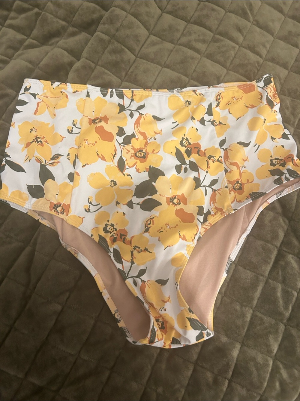 Kortni Jeane Yellow Floral High-Waist Bikini Bottoms